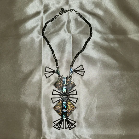 BaubleBar Iridescent Green and Blue Geometric Pendant Necklace - Picture 2 of 7